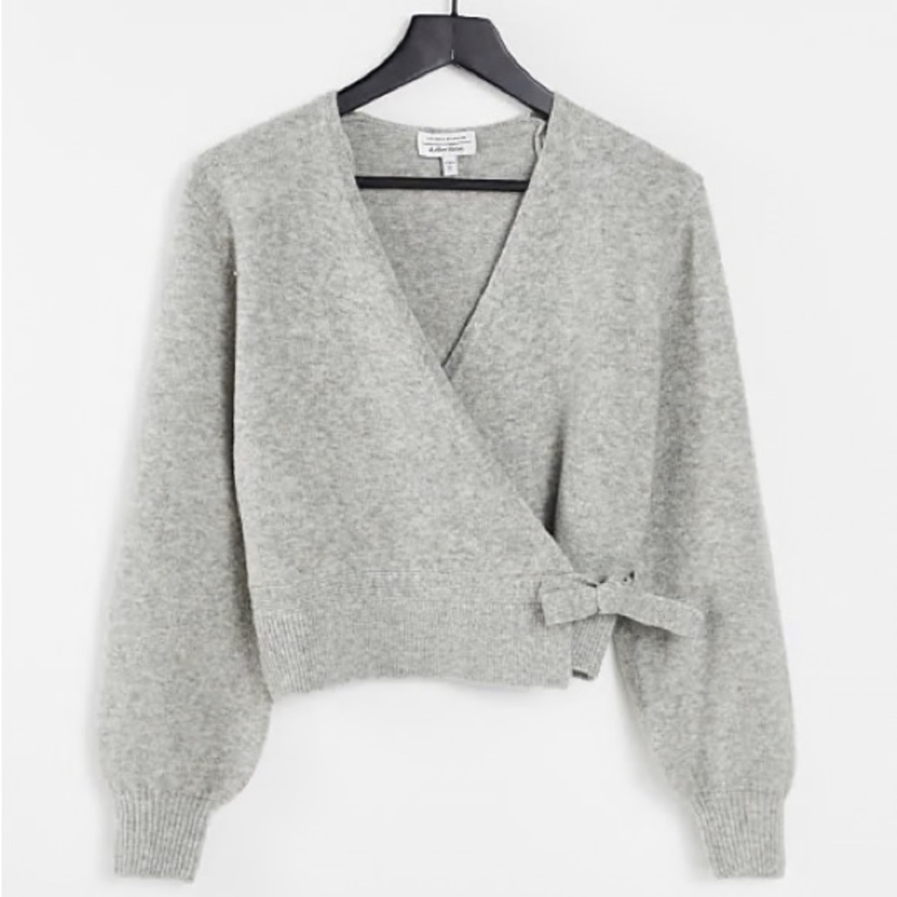 & Other Stories Wrap Cardigan - Light Gray Melange